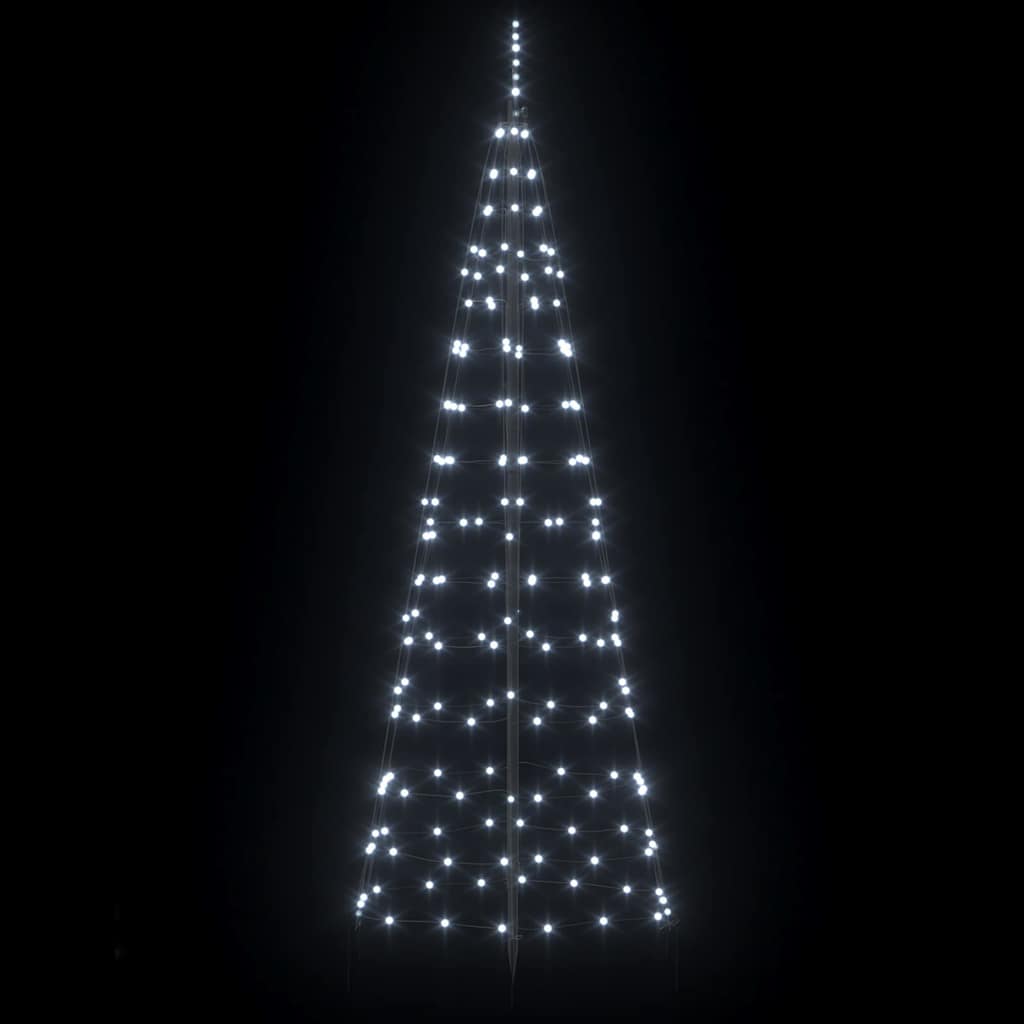LED Christmas Tree with Ground Spikes Cool White 250 cm Iron