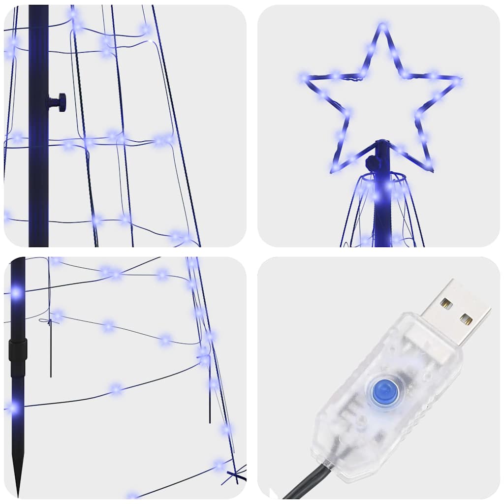 LED Christmas Tree with Ground Spikes Blue 250 cm Iron