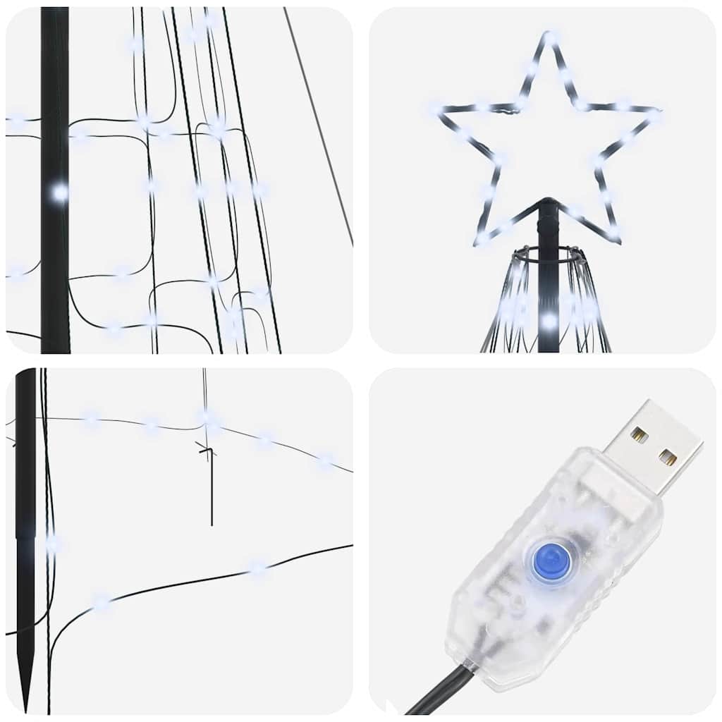 LED Christmas Tree with Ground Spikes Cool White 400 cm Iron
