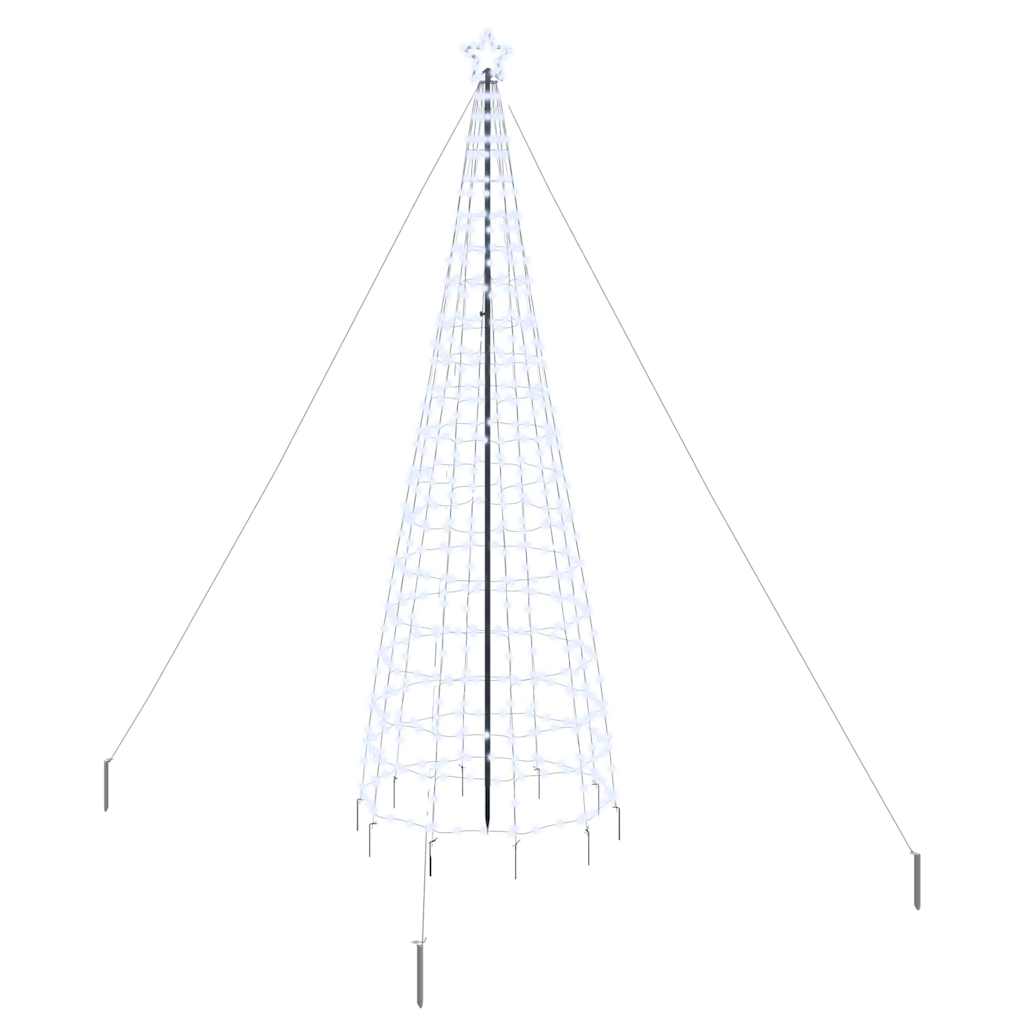 LED Christmas Tree with Ground Spikes Cool White 400 cm Iron