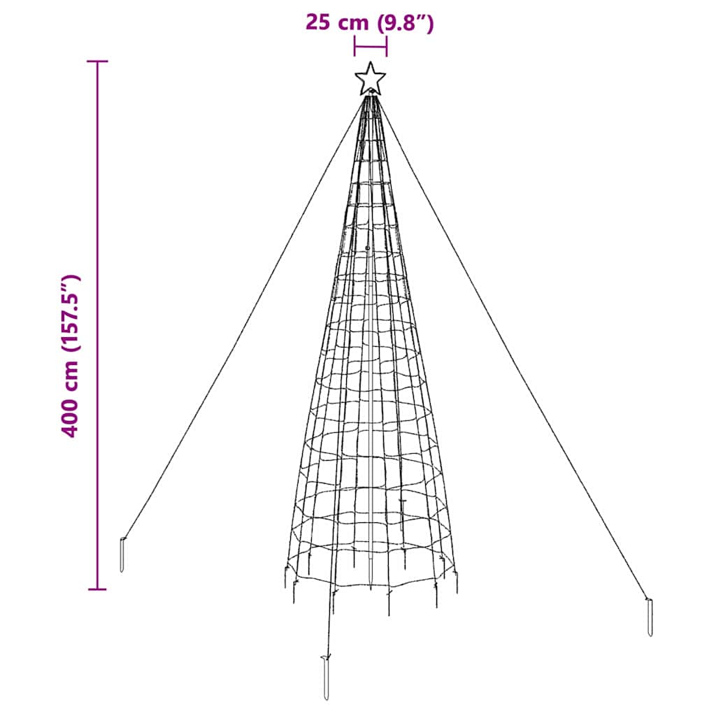 LED Christmas Tree with Ground Spikes Multicolour 400 cm Iron