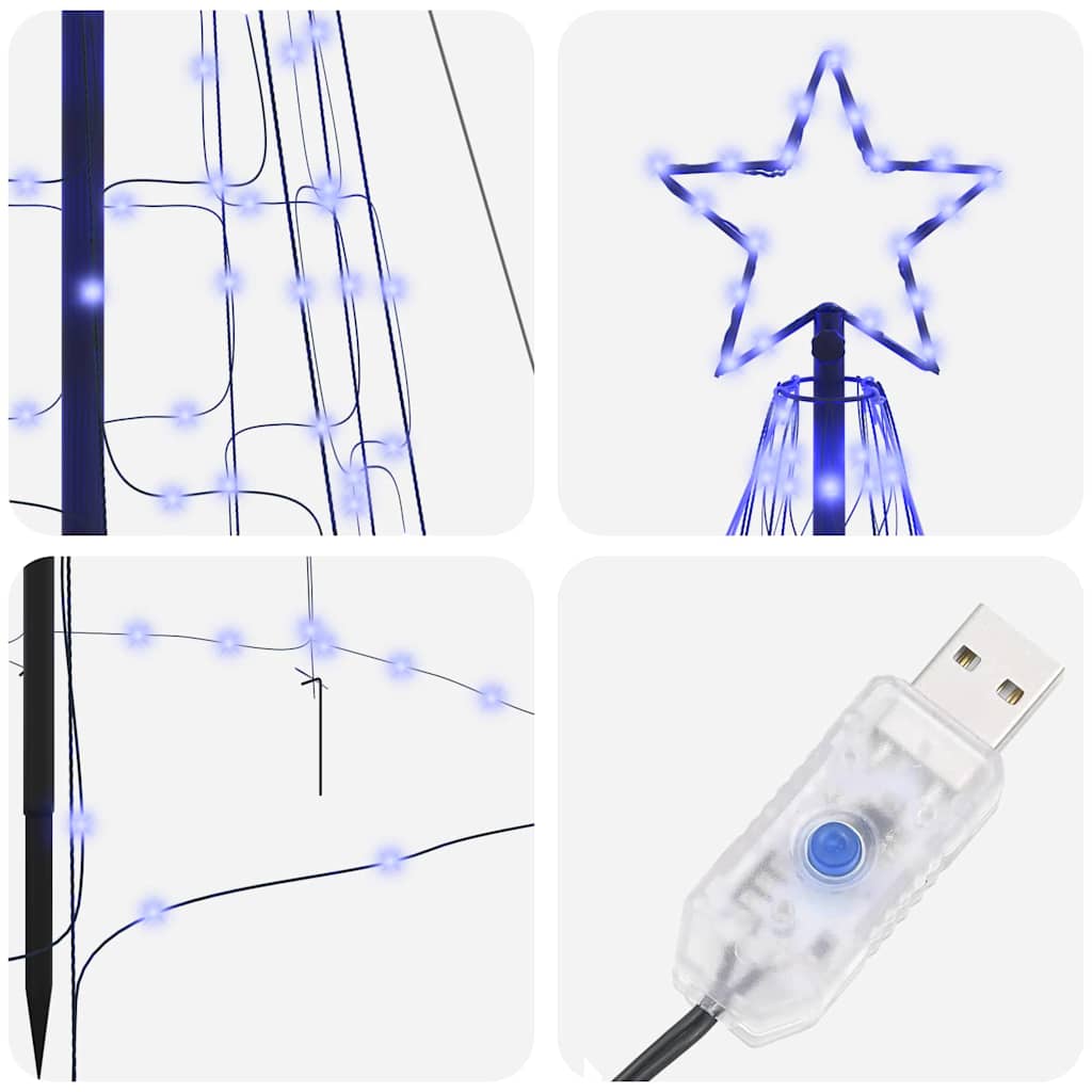LED Christmas Tree with Ground Spikes Blue 400 cm Iron
