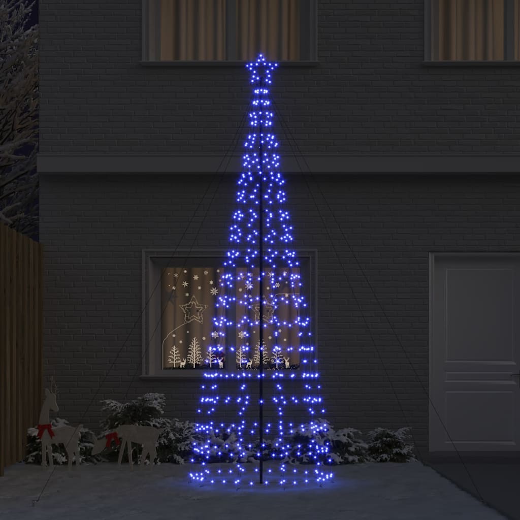 LED Christmas Tree with Ground Spikes Blue 400 cm Iron