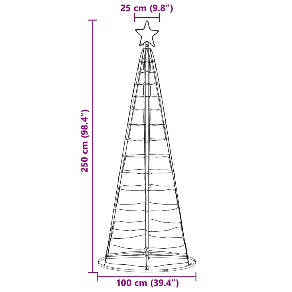 LED Christmas Tree Warm White 100 x 100 x 250 cm Iron
