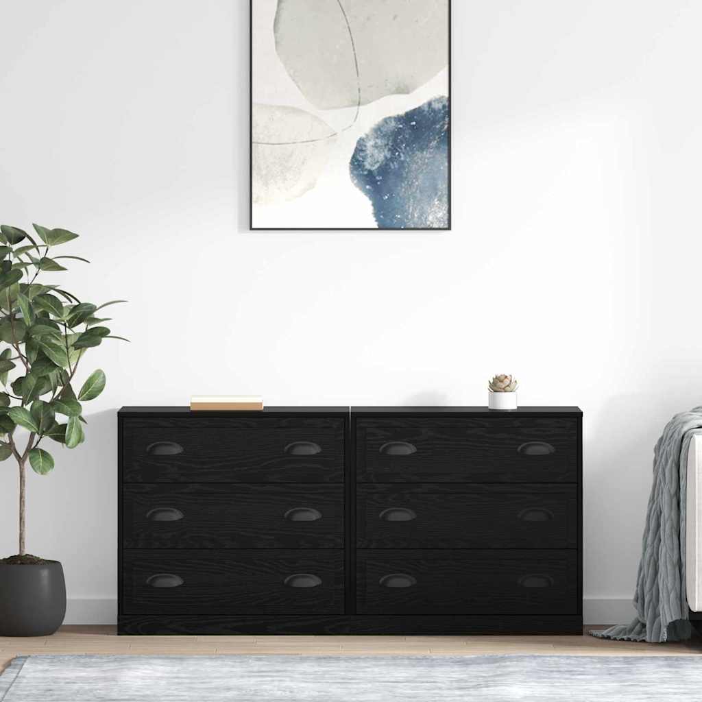 Sideboards 2 pcs Black Oak 70 x 35,5 x 67,5 cm Engineered Wood