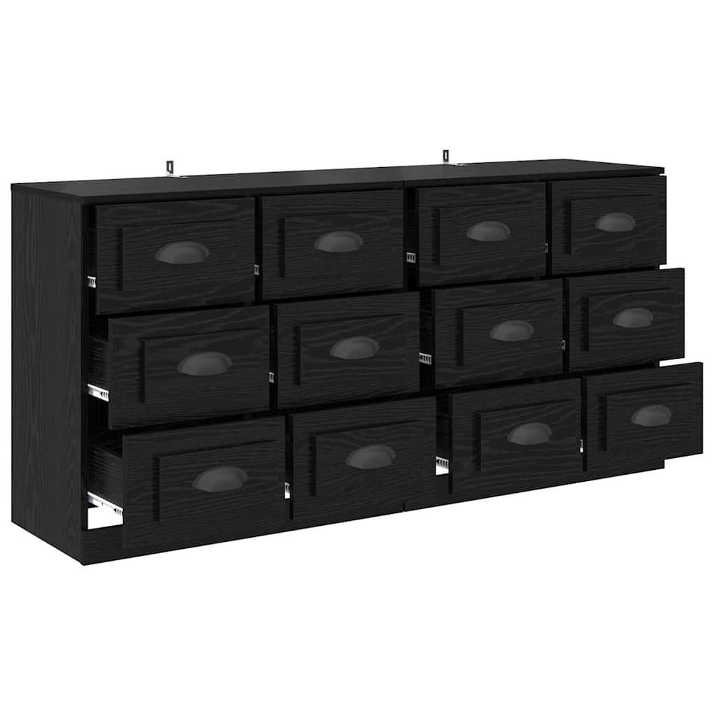 Sideboards 2 pcs Black Oak 70 x 35,5 x 67,5 cm Engineered Wood