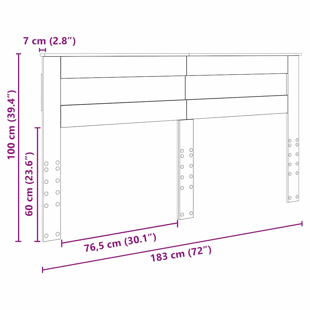 Headboard with Headboard Sonoma Oak 180 cm Engineered wood