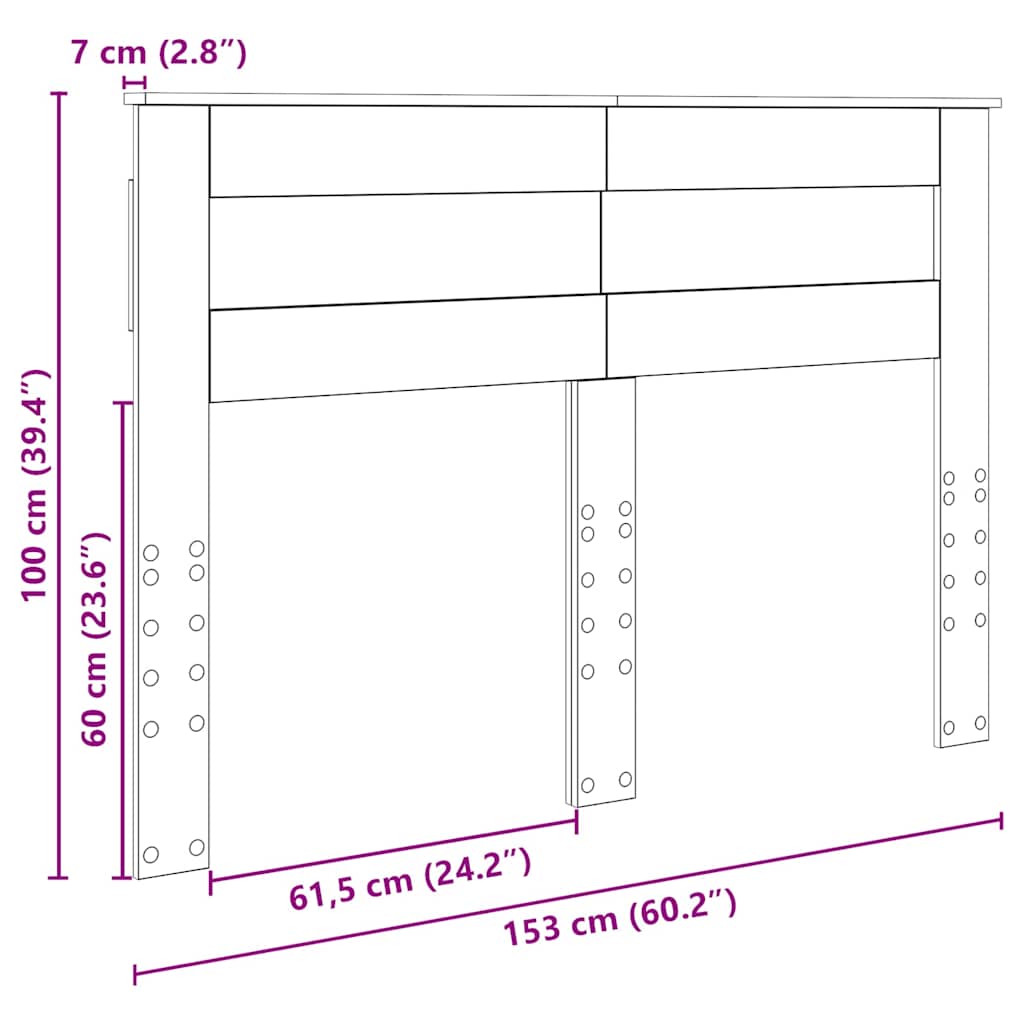 Headboard with Headboard White 150 cm Engineered wood