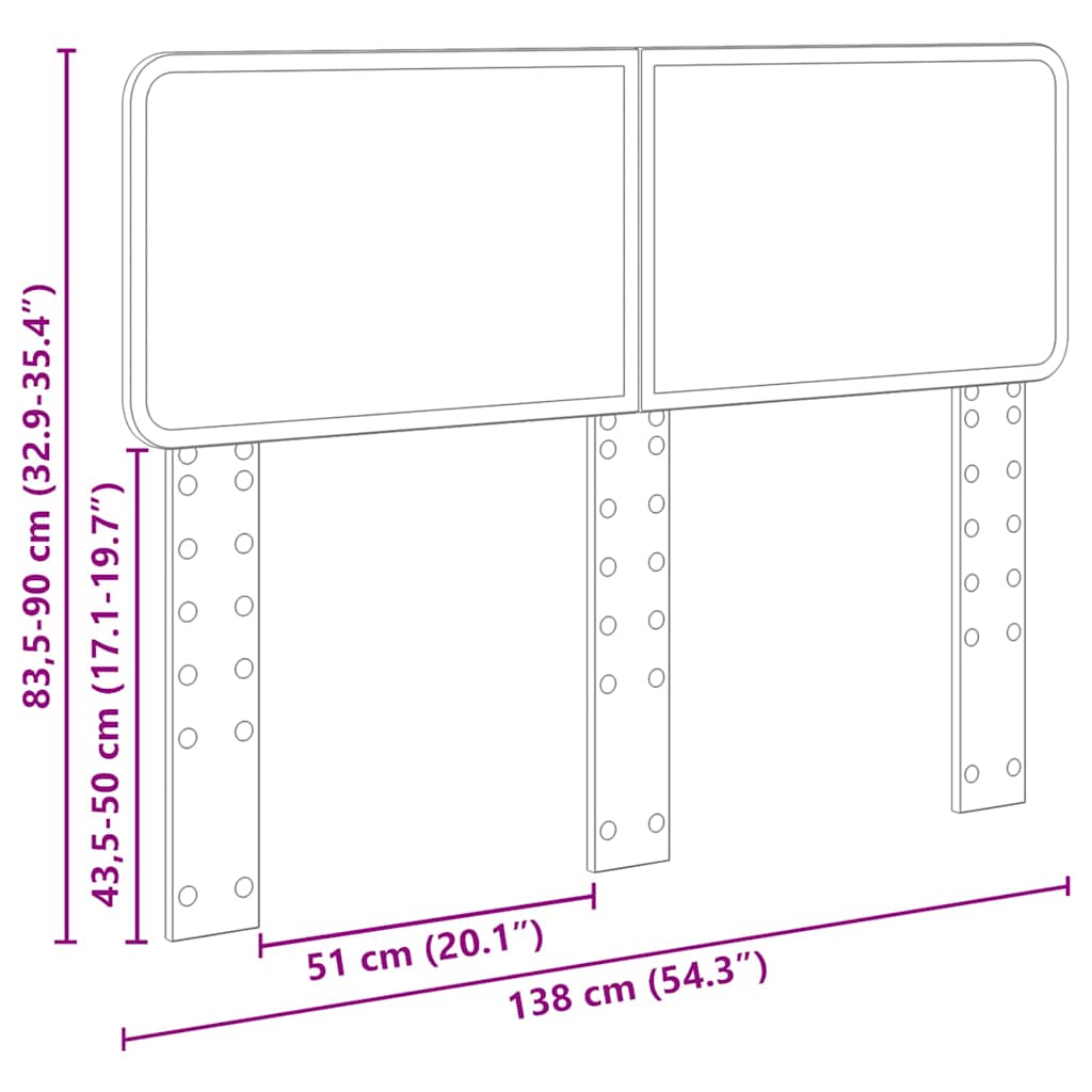 Headboard with Headboard Sonoma Oak 135 cm Engineered wood