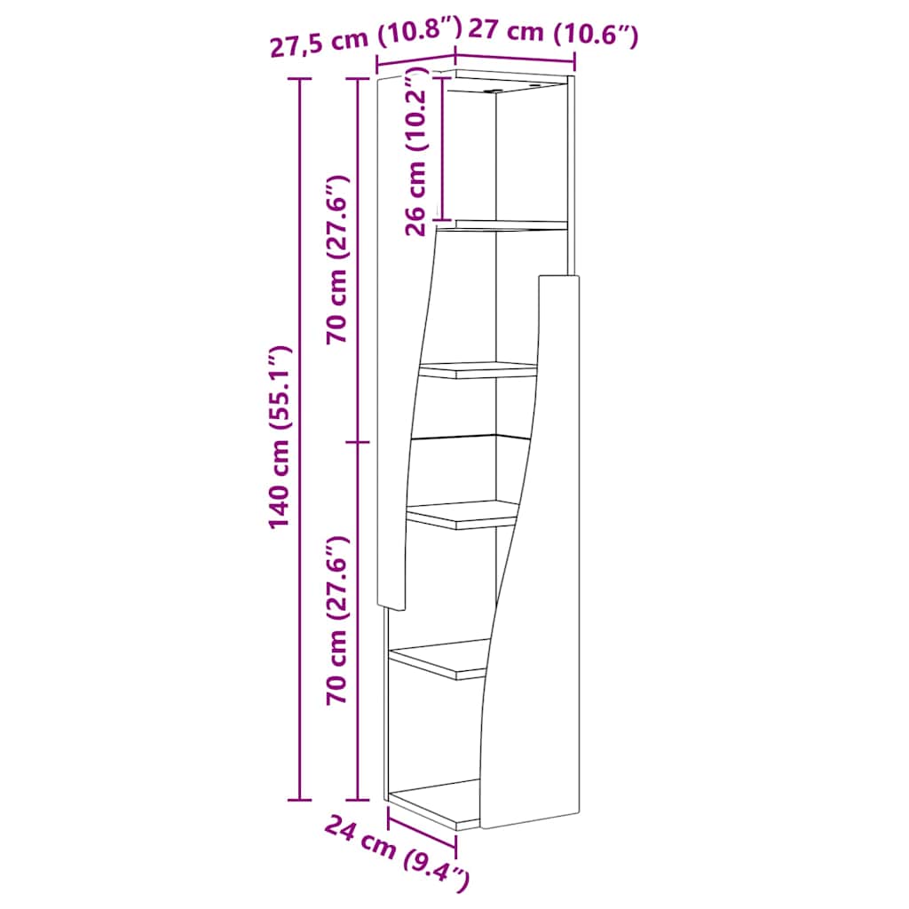 Corner Cabinet White 27,5x27x140cm Engineered Wood