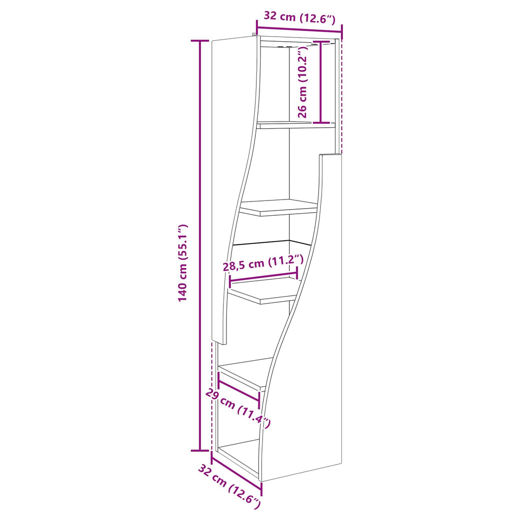 Corner Cabinet White 32x32x140cm Engineered Wood