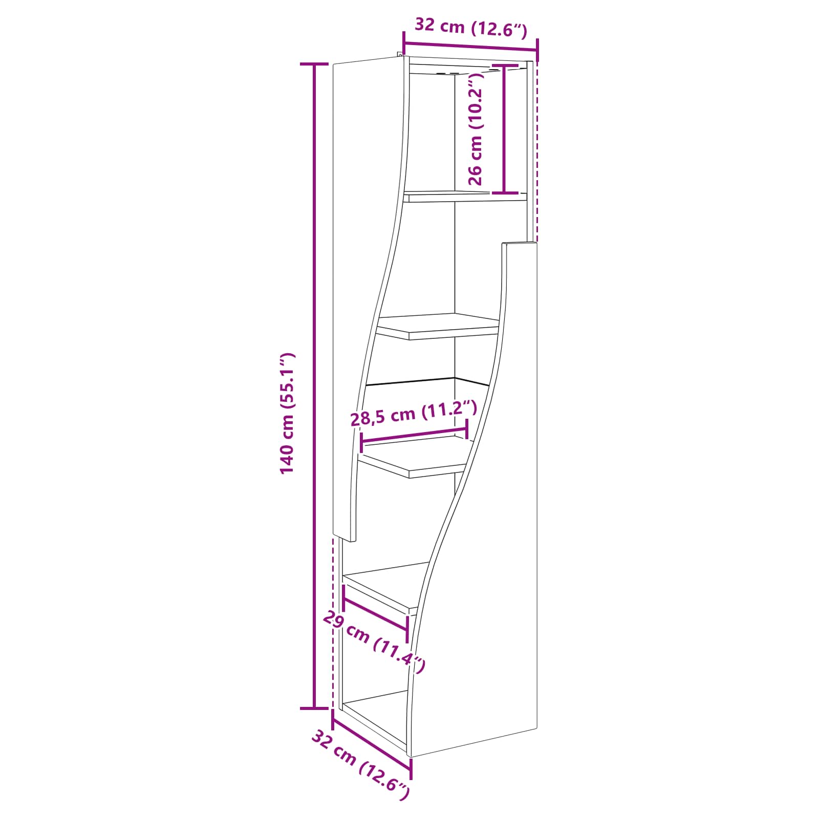 Corner Cabinet White 32x32x140cm Engineered Wood