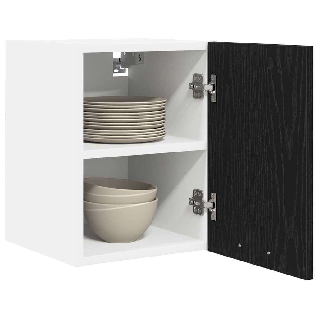 Hanging Cabinet Riga Black Oak and White 30 x 31 x 40 cm