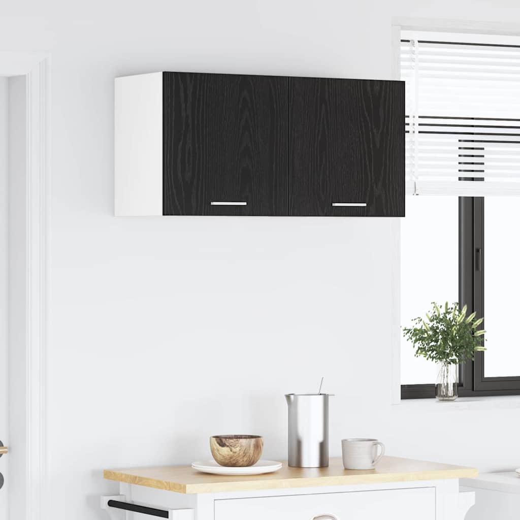 Hanging Cabinet Riga 2 pcs Black Oak and White 40 x 31 x 40 cm