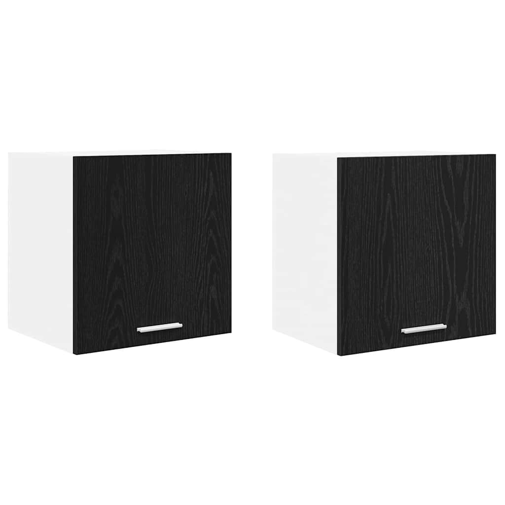 Hanging Cabinet Riga 2 pcs Black Oak and White 40 x 31 x 40 cm