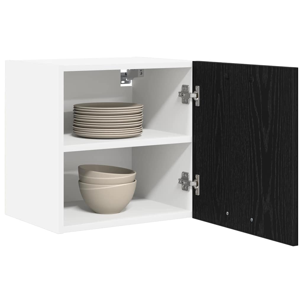 Hanging Cabinet Riga 2 pcs Black Oak and White 40 x 31 x 40 cm
