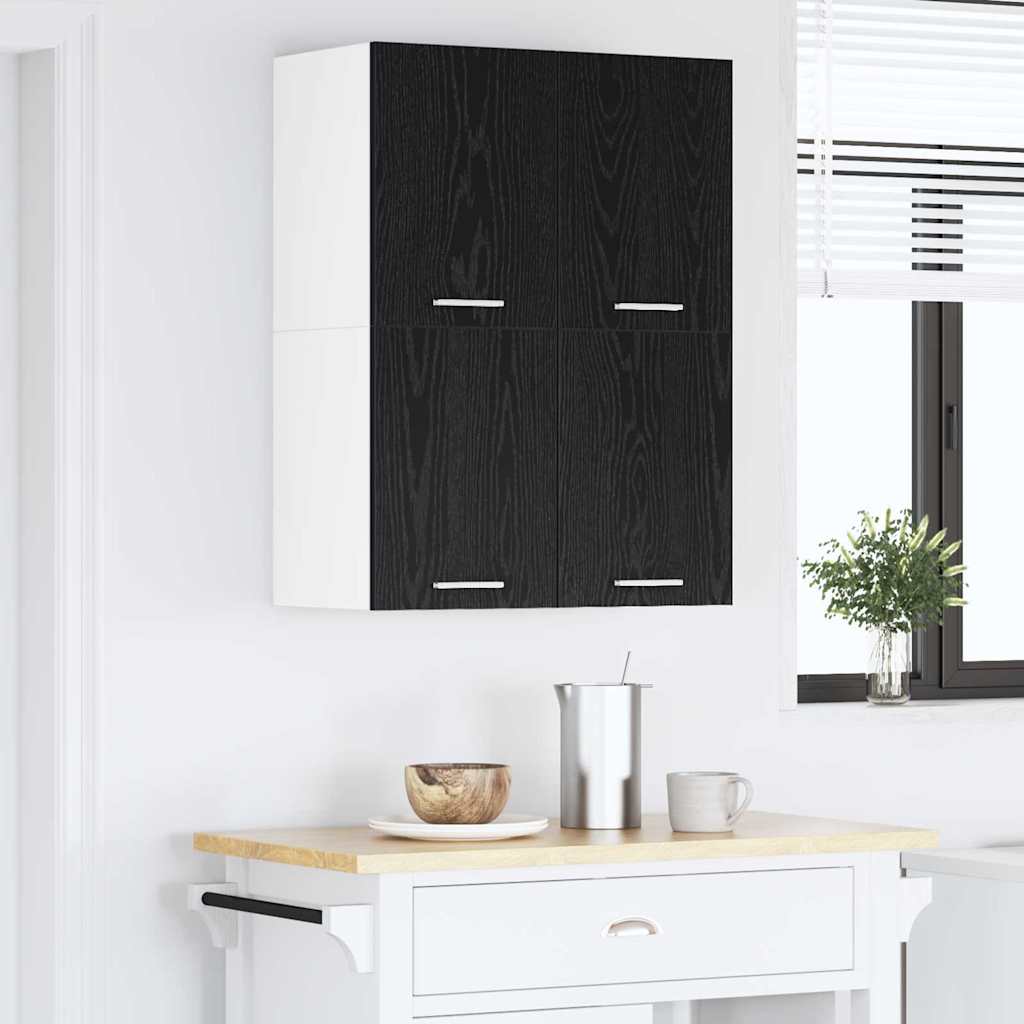 Hanging Cabinet Riga Black Oak and White 60 x 31 x 40 cm