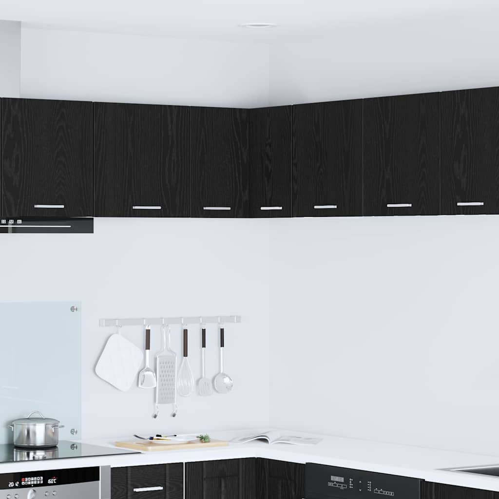 Hanging Cabinet Riga Black Oak and White 57 x 57 x 40 cm