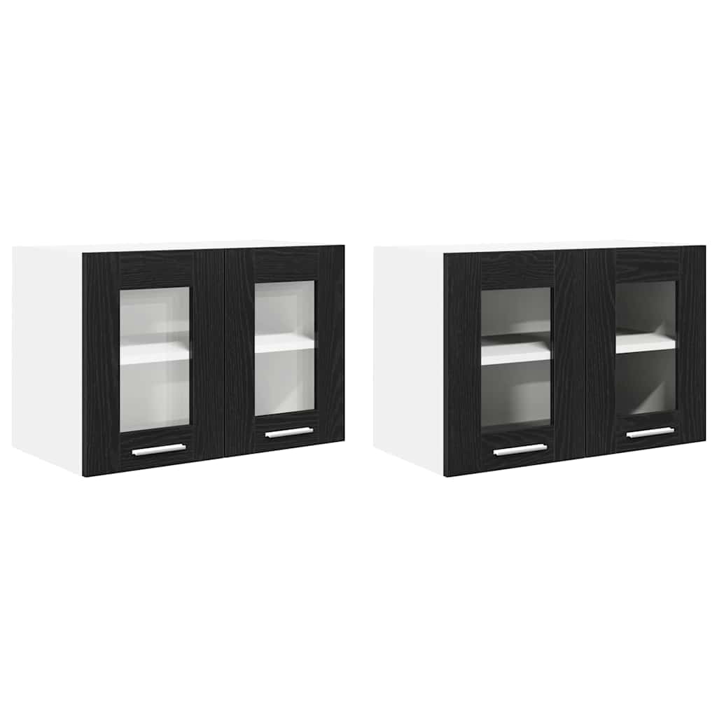Hanging Cabinet with Door Riga 2 pcs Black Oak 60 x 31 x 40 cm