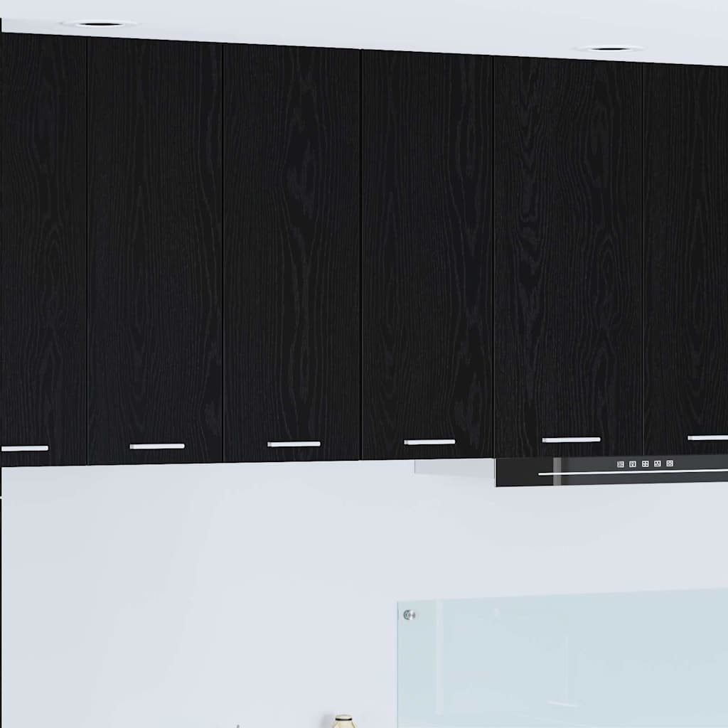 Hanging Cabinet Riga Black Oak and White 30 x 31 x 80 cm