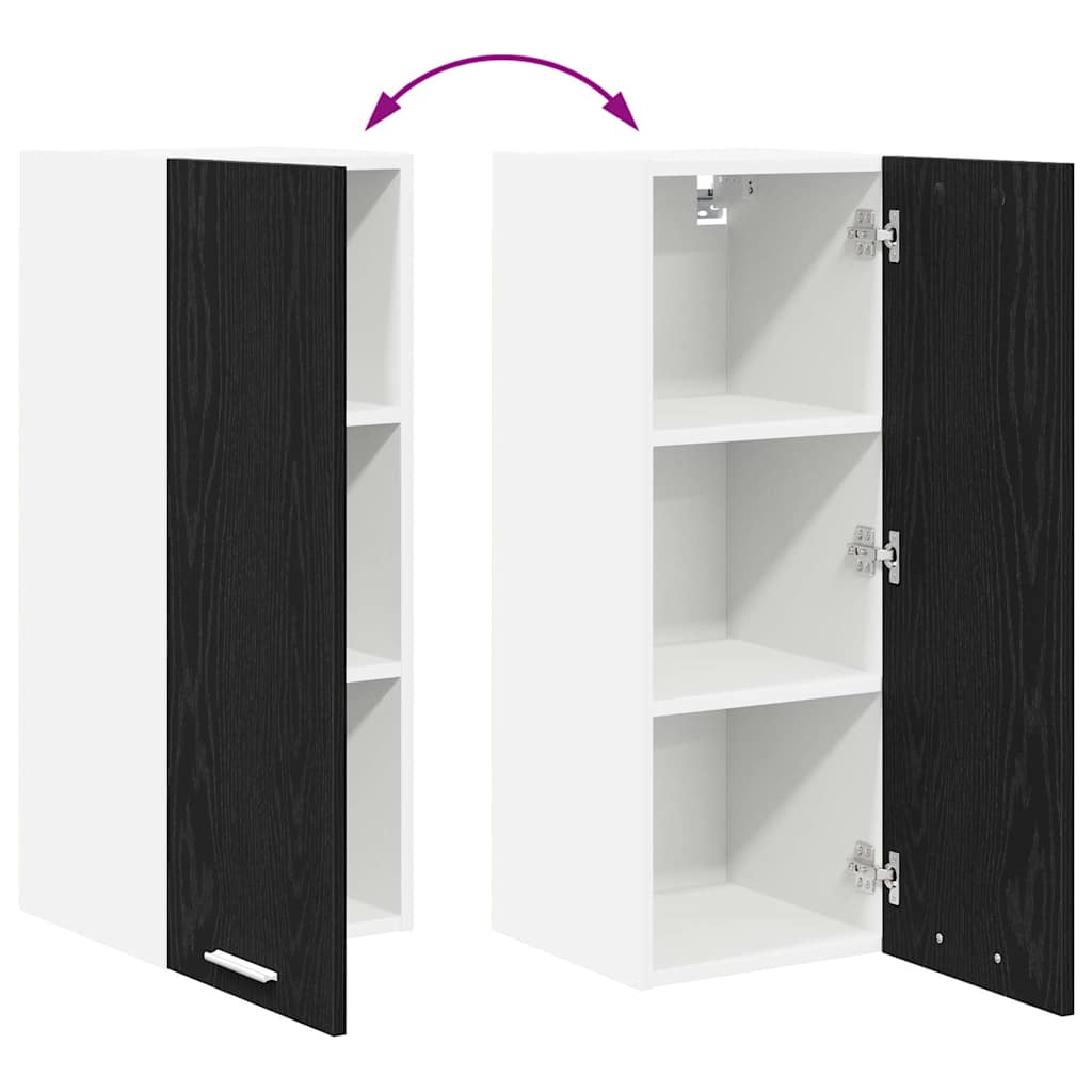 Hanging Cabinet Riga Black Oak and White 30 x 31 x 80 cm