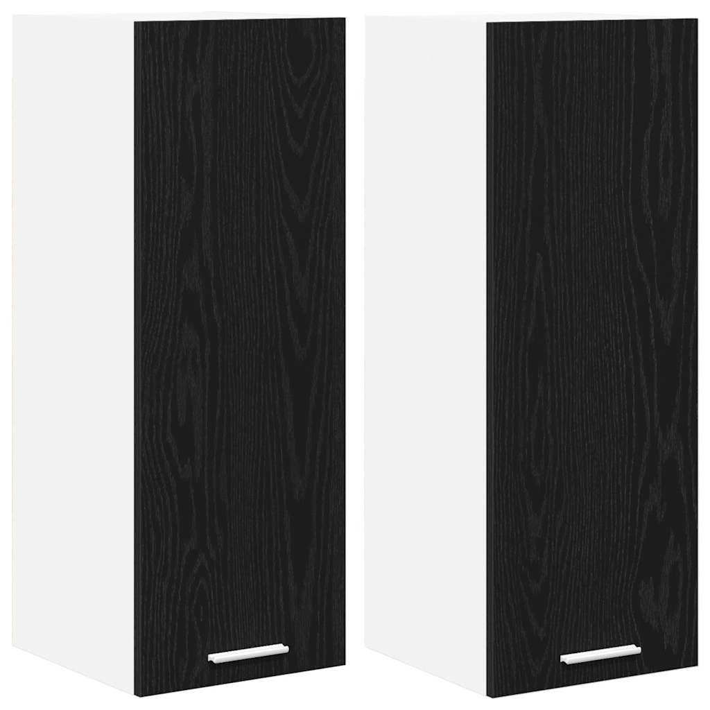 Hanging Cabinet Riga 2 pcs Black Oak and White 30 x 31 x 80 cm