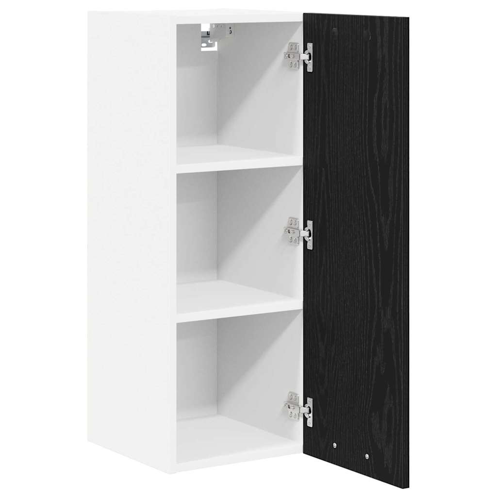 Hanging Cabinet Riga 2 pcs Black Oak and White 30 x 31 x 80 cm