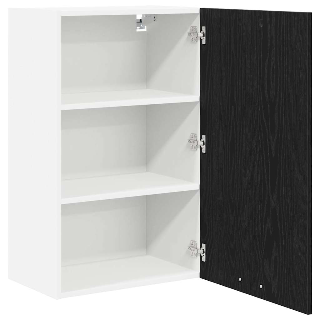 Hanging Cabinet Riga Black Oak and White 50 x 31 x 80 cm