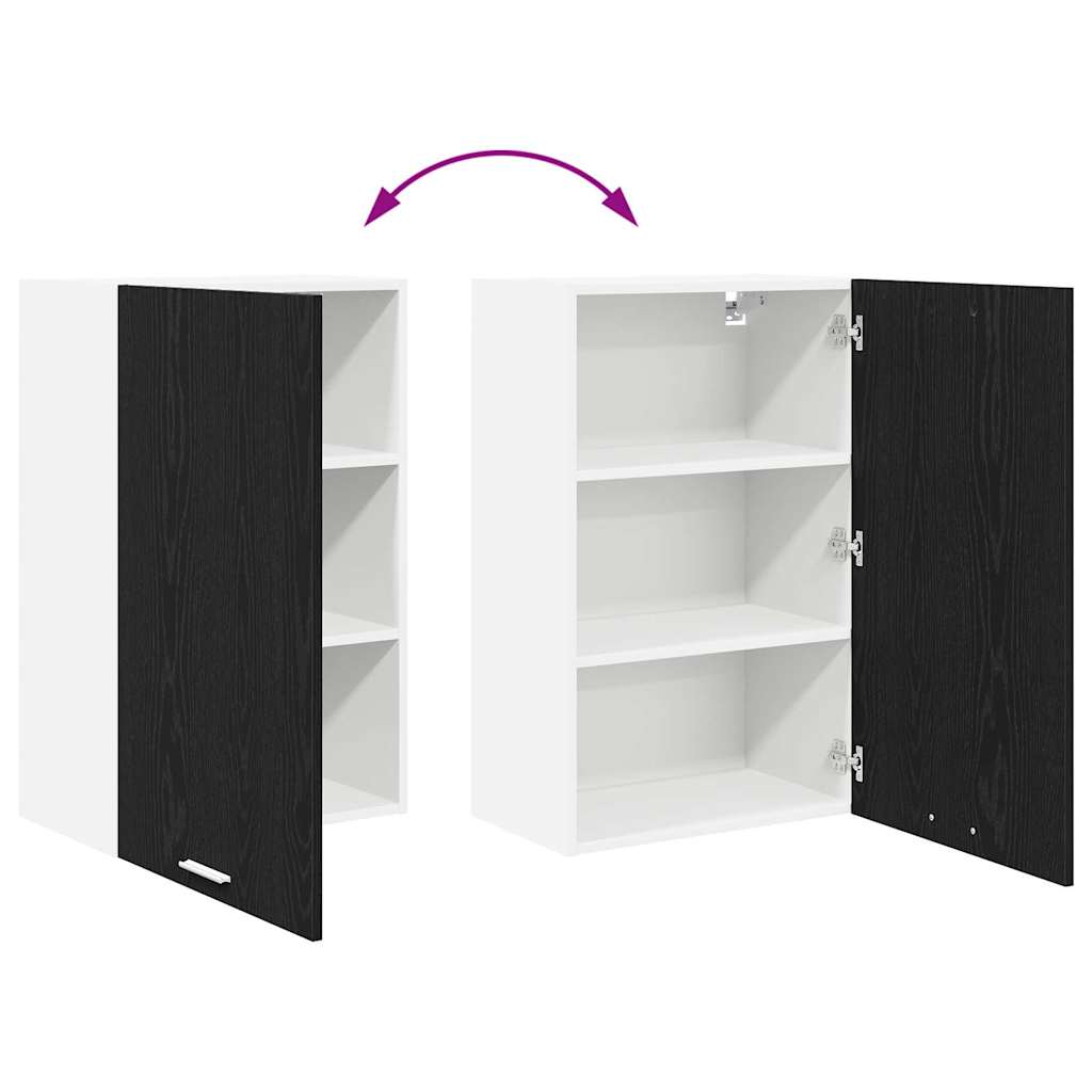 Hanging Cabinet Riga Black Oak and White 50 x 31 x 80 cm