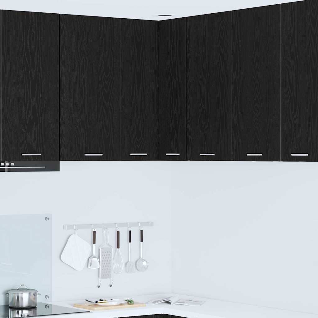 Hanging Cabinet Riga Black Oak and White 57 x 57 x 80 cm