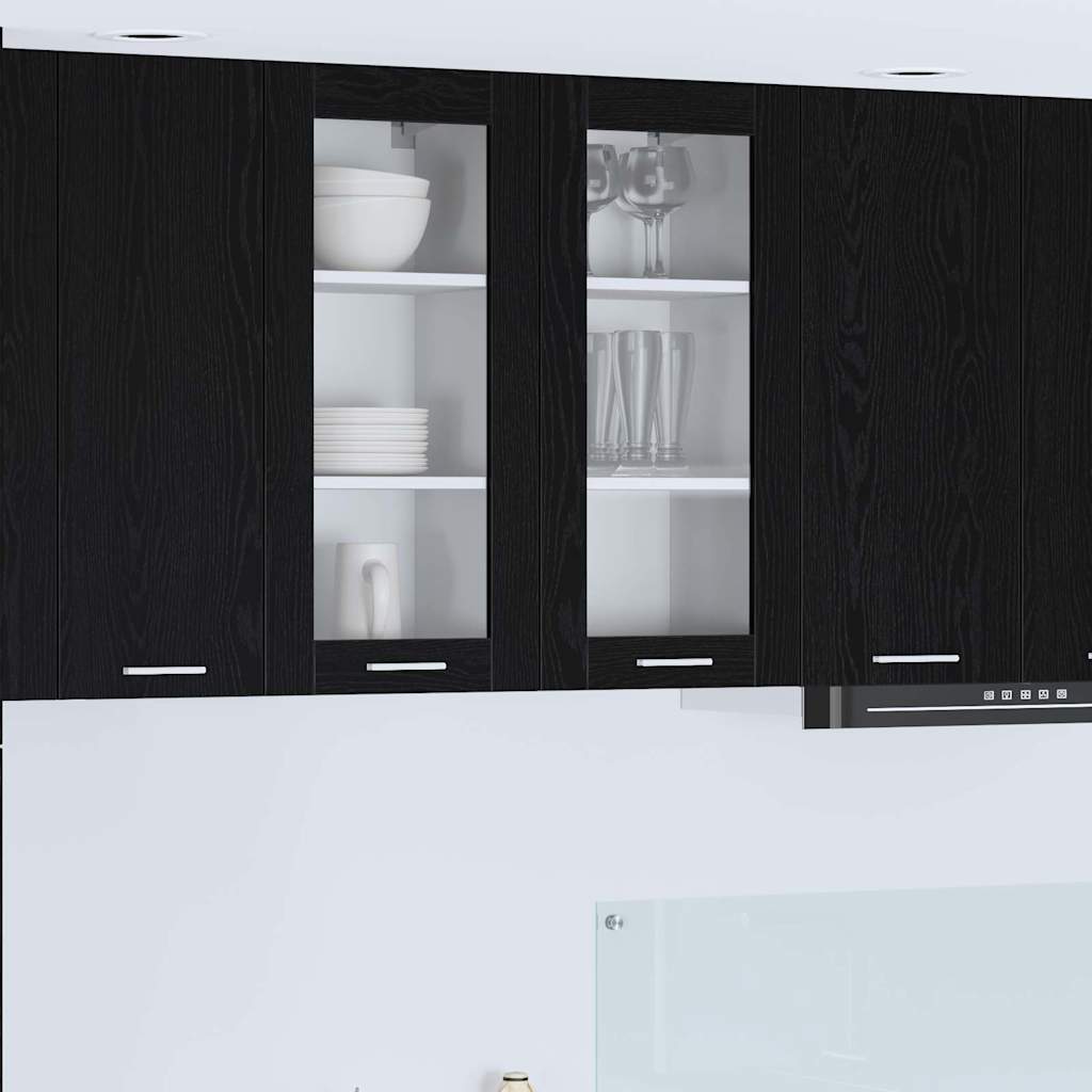 Hanging Cabinet with Door Riga 2 pcs Black Oak 40 x 31 x 80 cm