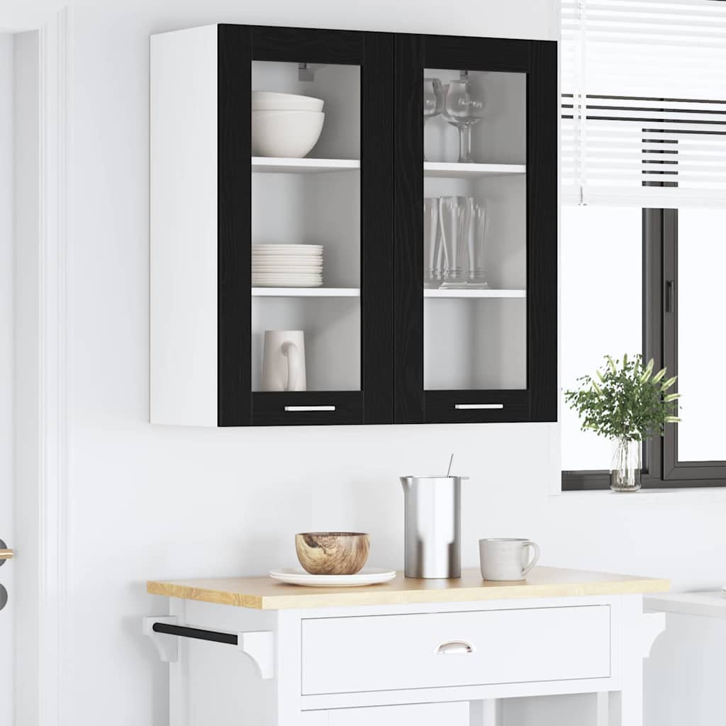 Hanging Cabinet with Door Riga 2 pcs Black Oak 40 x 31 x 80 cm