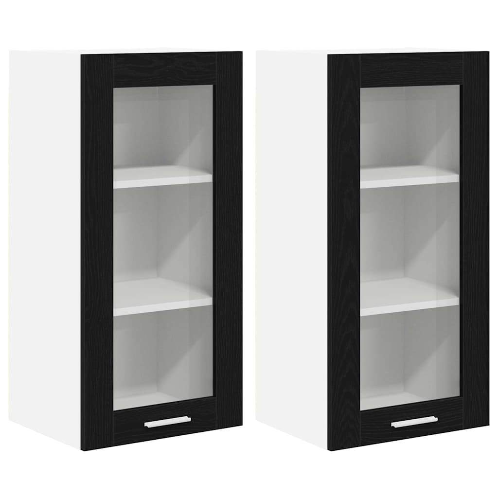 Hanging Cabinet with Door Riga 2 pcs Black Oak 40 x 31 x 80 cm
