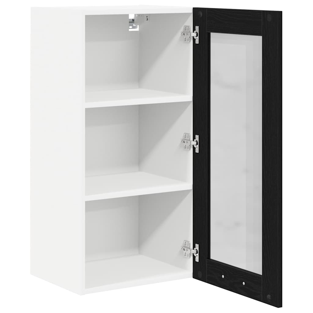 Hanging Cabinet with Door Riga 2 pcs Black Oak 40 x 31 x 80 cm