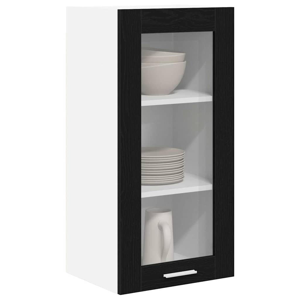 Hanging Cabinet with Door Riga 2 pcs Black Oak 40 x 31 x 80 cm