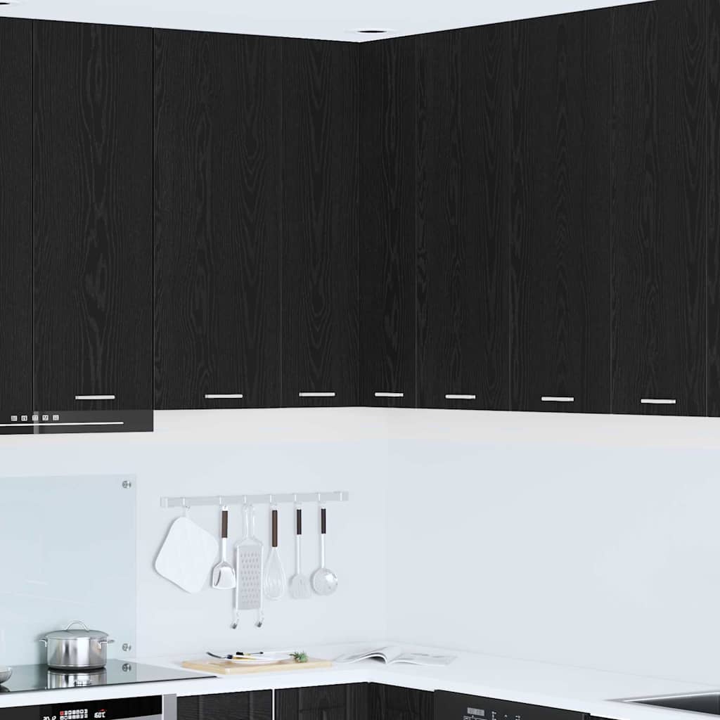 Hanging Cabinet Riga Black Oak and White 57 x 57 x 100 cm