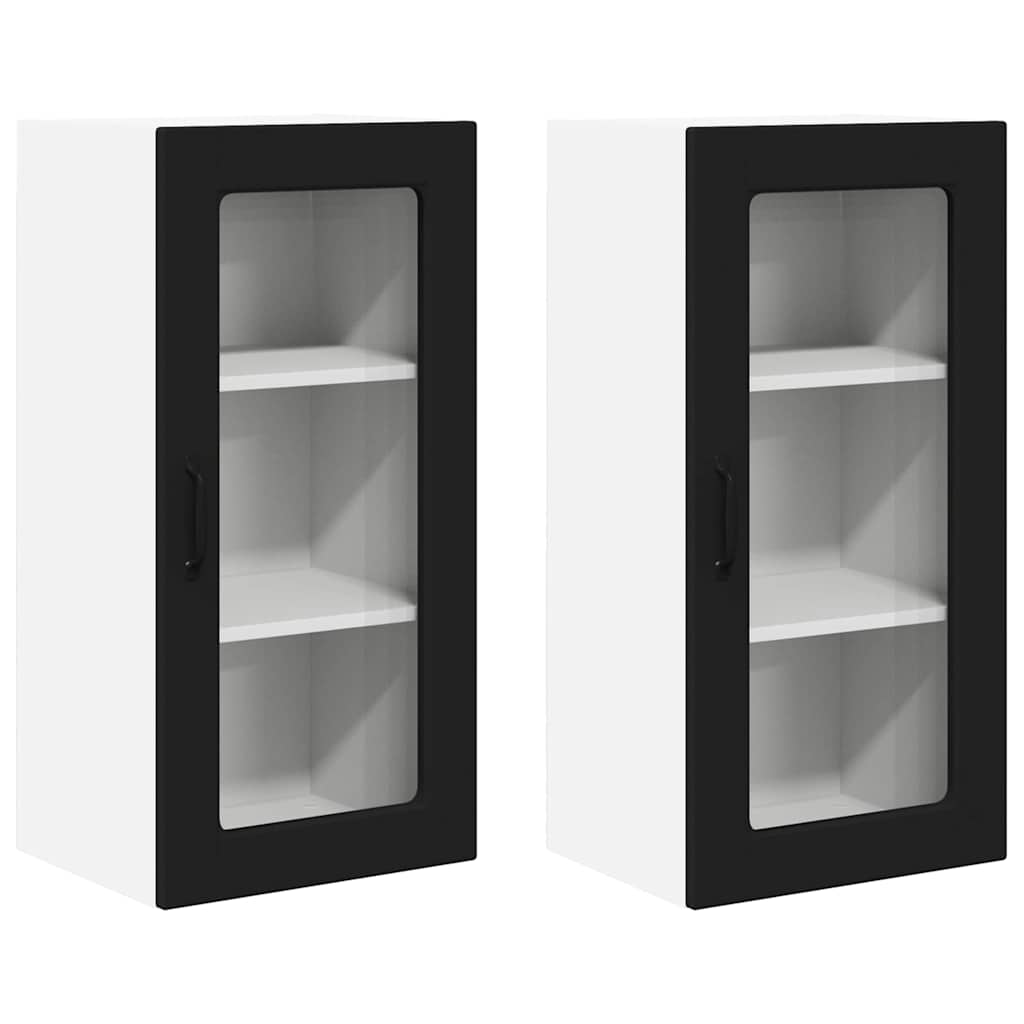 Kitchen Cabinet 2 pcs Black 40 x 31 x 80 cm Engineered Wood