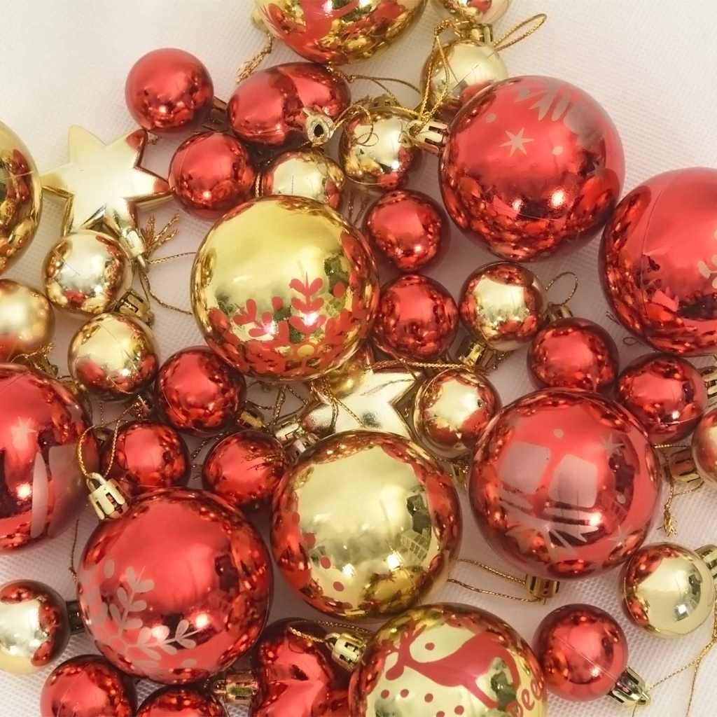 Christmas Bauble Set 40 pcs Gold and Red Plastic