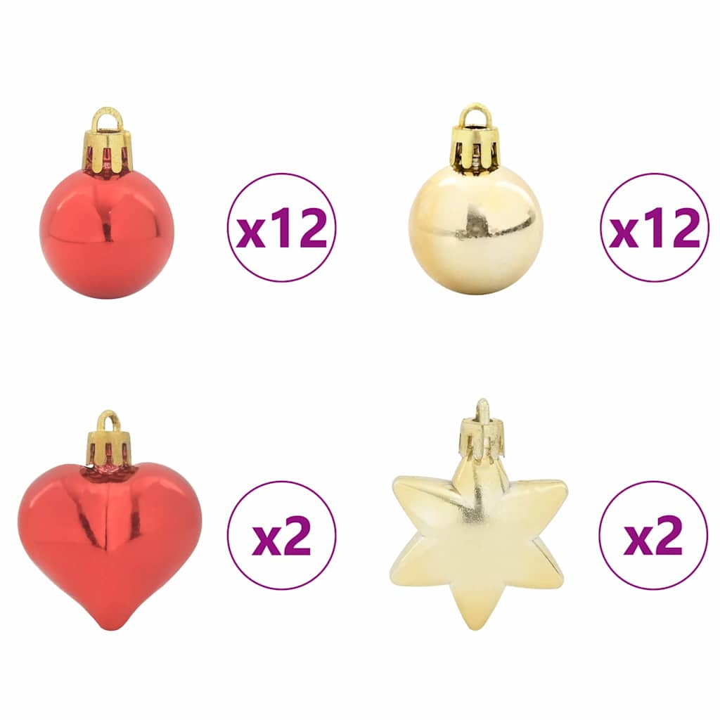Christmas Bauble Set 40 pcs Gold and Red Plastic