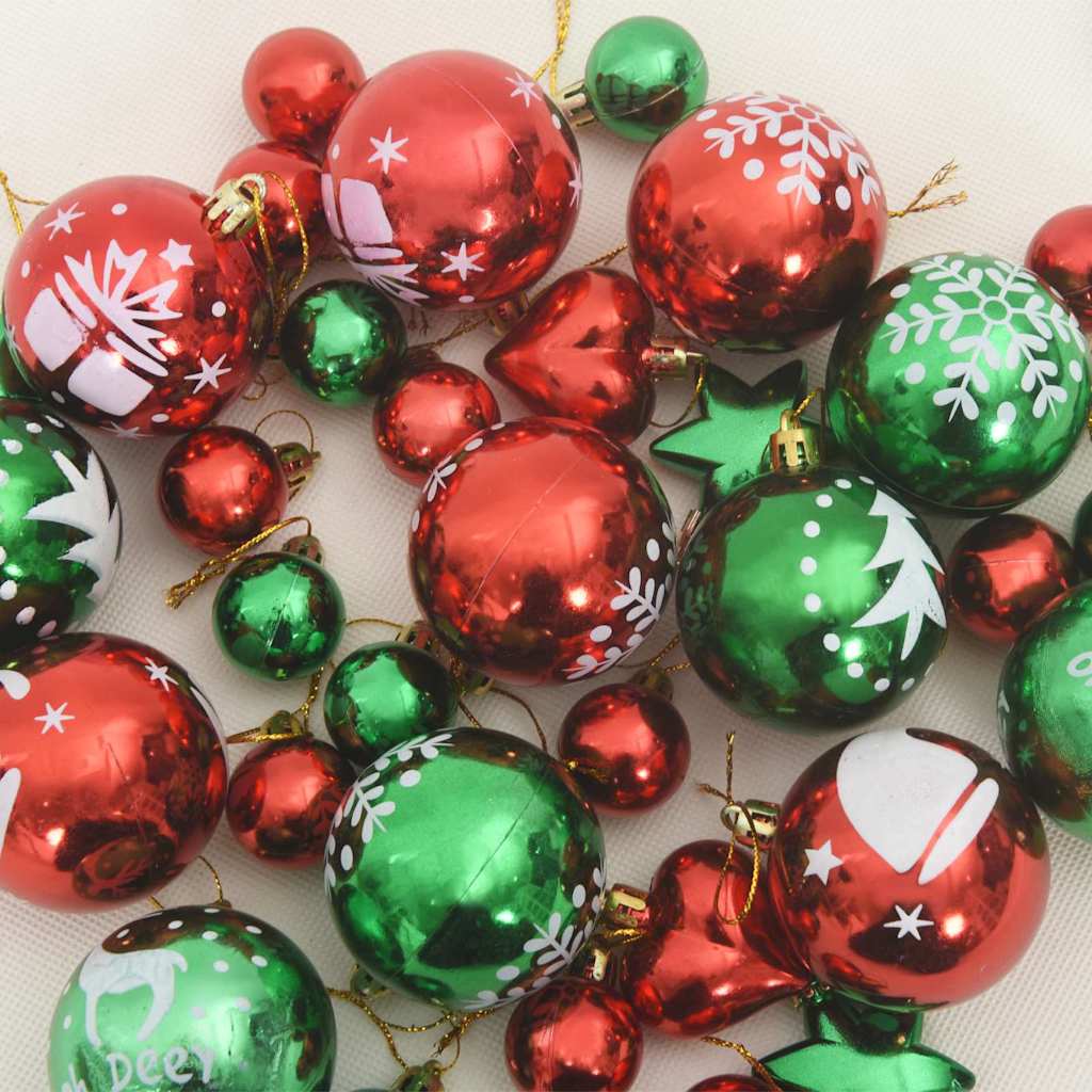 Christmas Bauble Set 40 pcs Red and Green Plastic