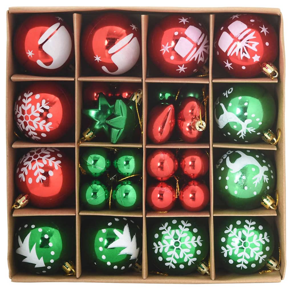 Christmas Bauble Set 40 pcs Red and Green Plastic