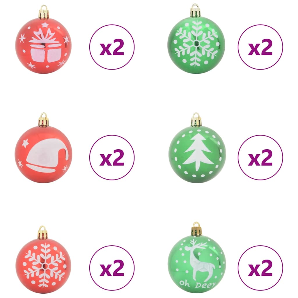 Christmas Bauble Set 40 pcs Red and Green Plastic