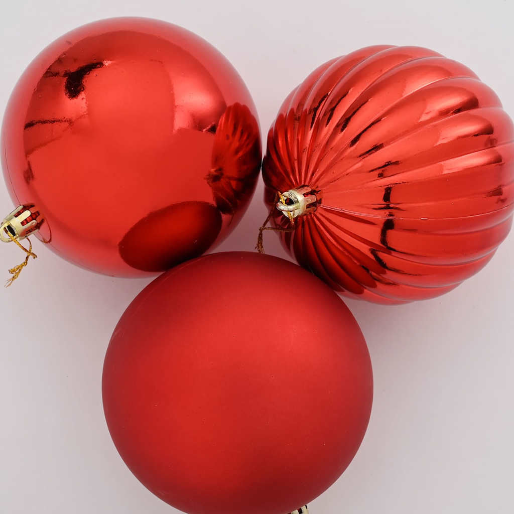 Christmas Bauble Set 3 pcs Red Plastic
