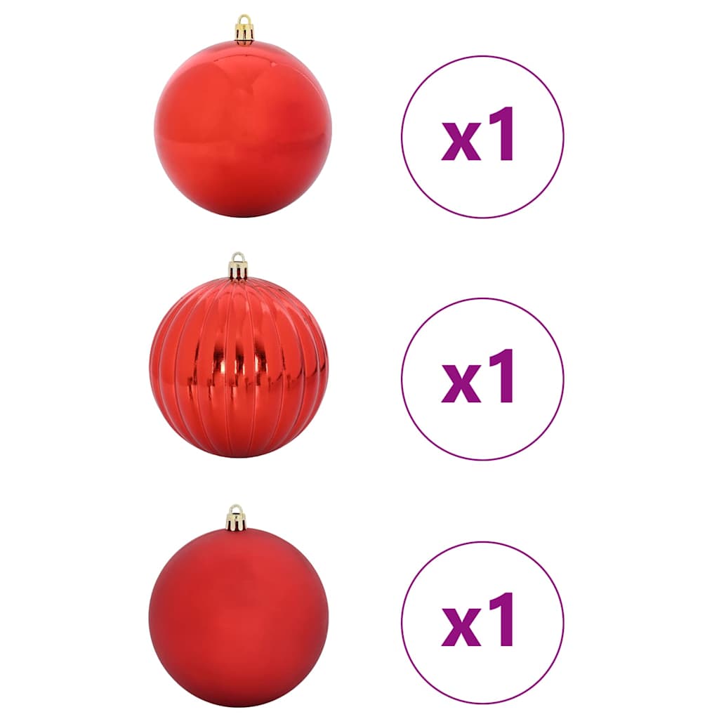 Christmas Bauble Set 3 pcs Red Plastic
