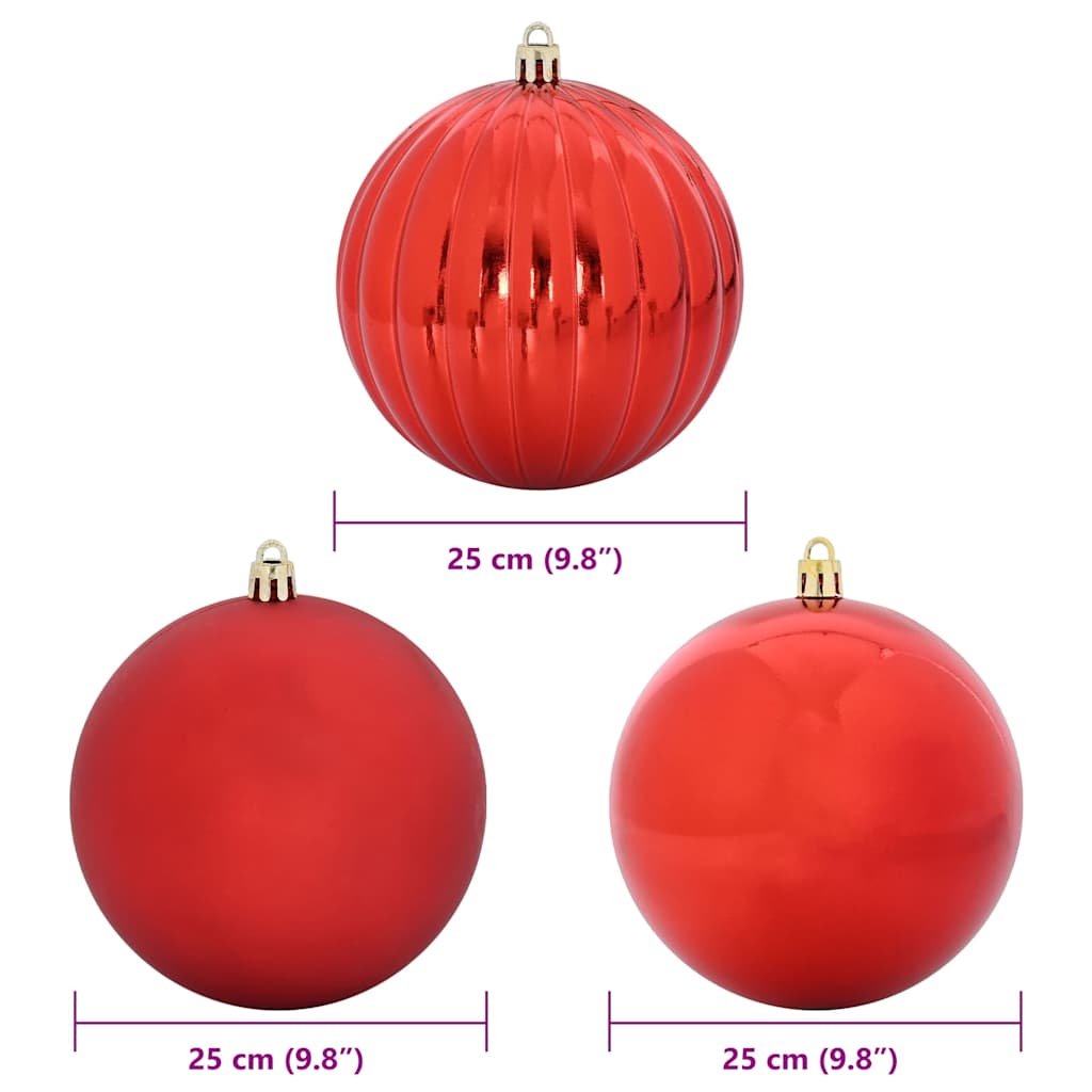 Christmas Bauble Set 3 pcs Red Plastic