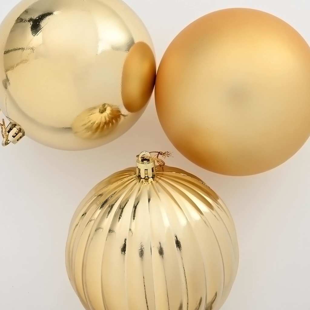 Christmas Bauble Set 3 pcs Gold Plastic