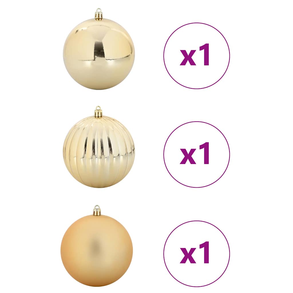 Christmas Bauble Set 3 pcs Gold Plastic