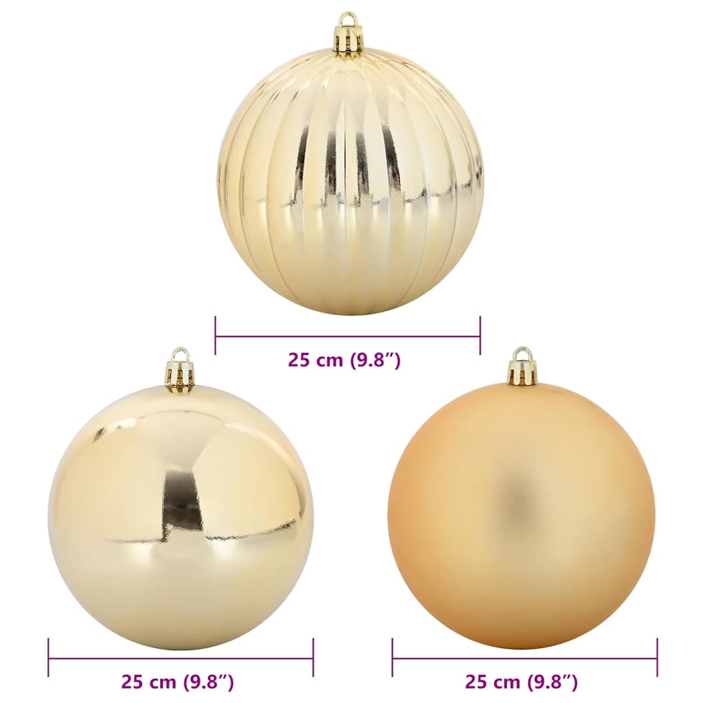 Christmas Bauble Set 3 pcs Gold Plastic