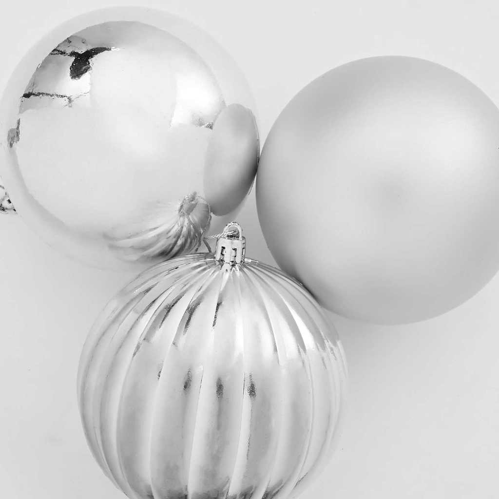 Christmas Bauble Set 3 pcs Silver Plastic