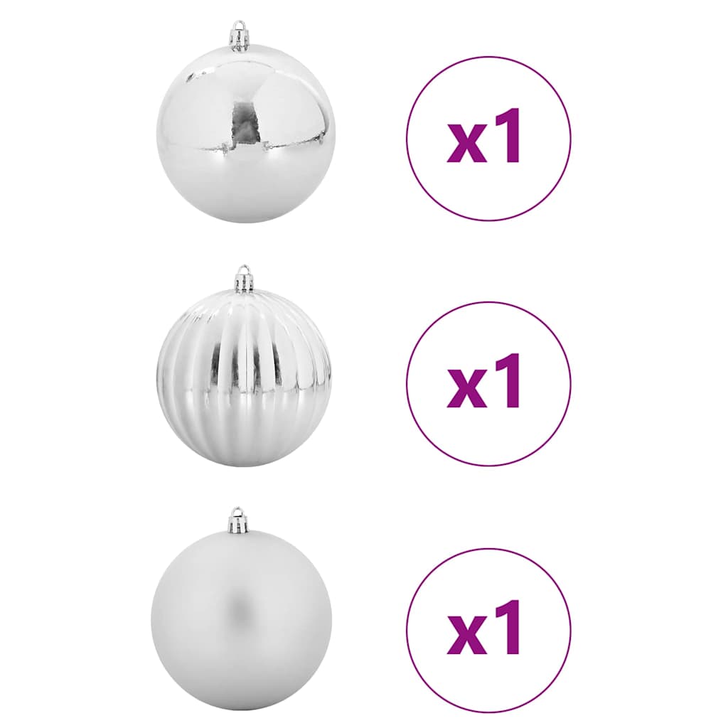 Christmas Bauble Set 3 pcs Silver Plastic
